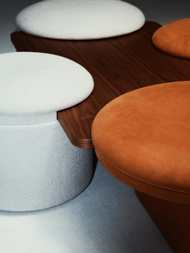 AMAZONE - Sectional upholstered round fabric pouf by La Manufacture - view 3